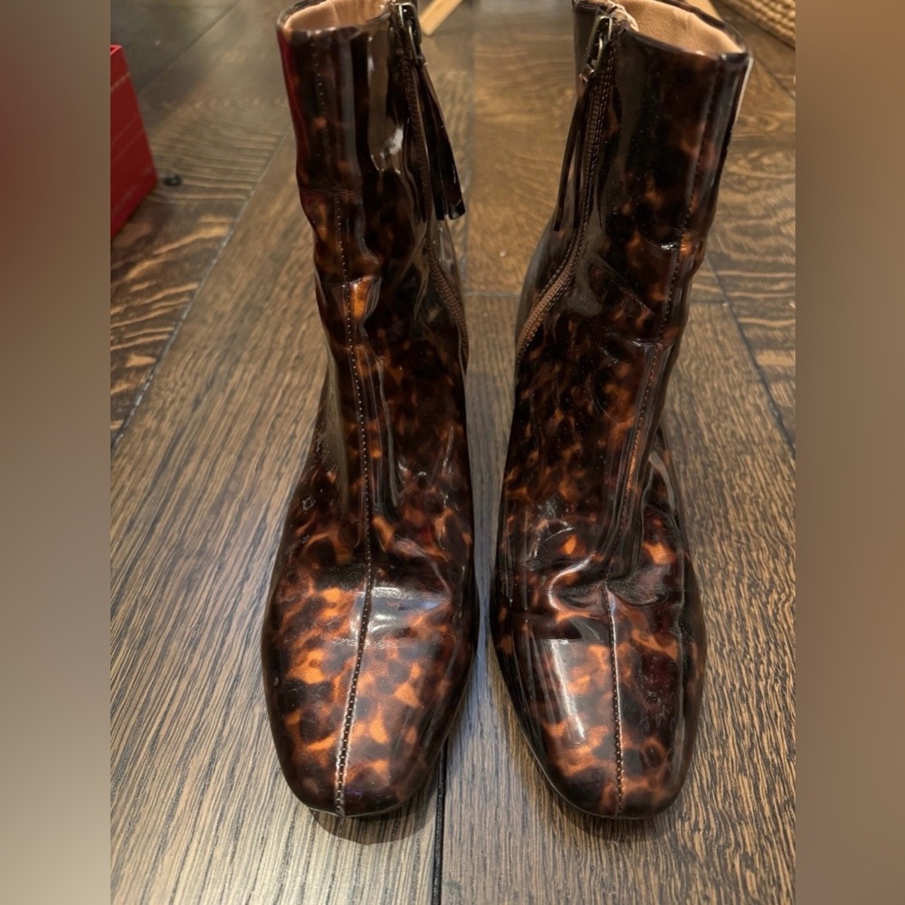 Tortoiseshell Urban Outfitter Patent Ankle Boots - Brown/Black